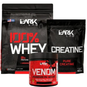 Kit Creatina 500g + Whey 100% 900g Refil + Venom Pré Workout 300g Dark Lab